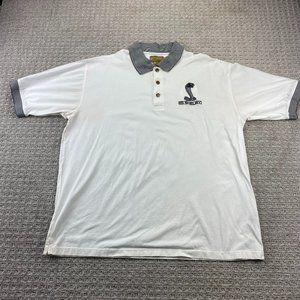 Mustang Shelby Polo Shirt Men Extra Large XL White Casual Golf Embroidered Logo